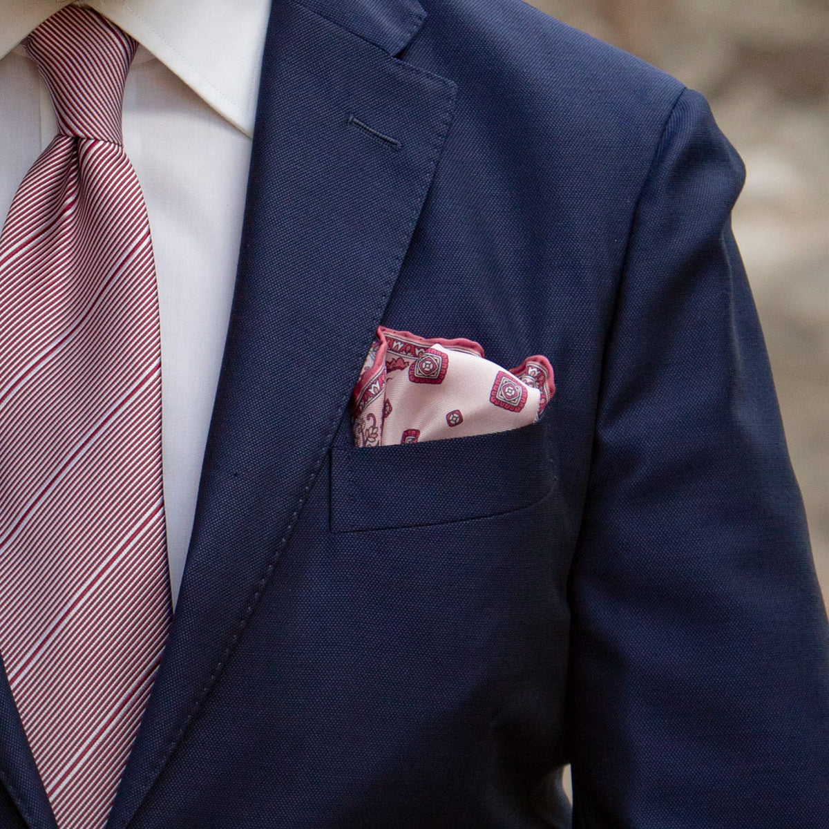 Italian Designer Pink Silk Pocket Square