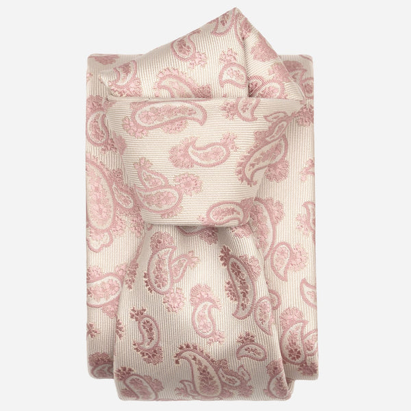 Pink Paisley Italian Designer Silk Tie