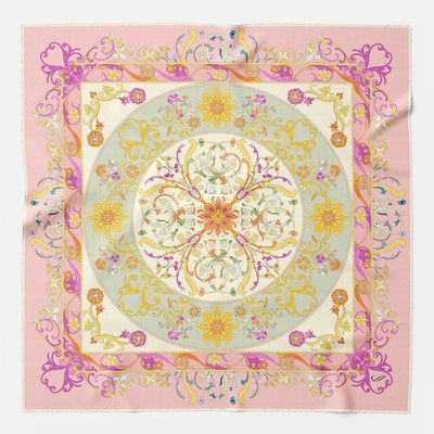 Designer Italian Silk Square Scarf - Pink