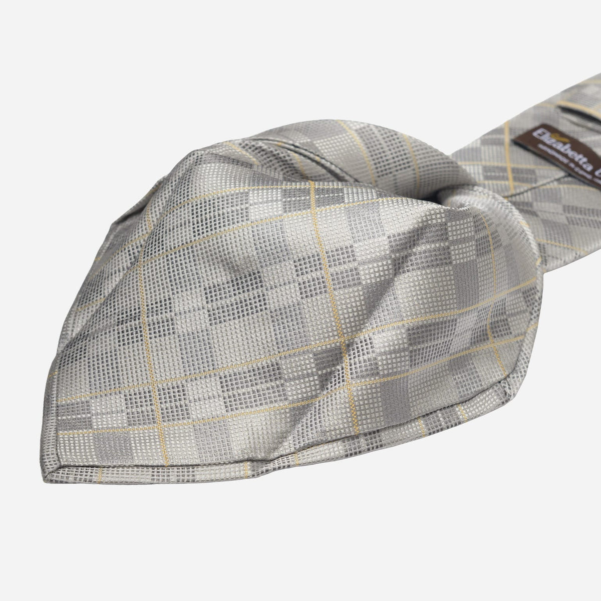 Grey Plaid Italian Silk Tie for Men