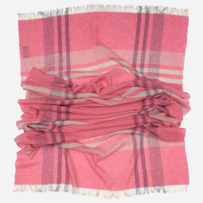 Pink Plaid 100% Italian Cashmere Scarf