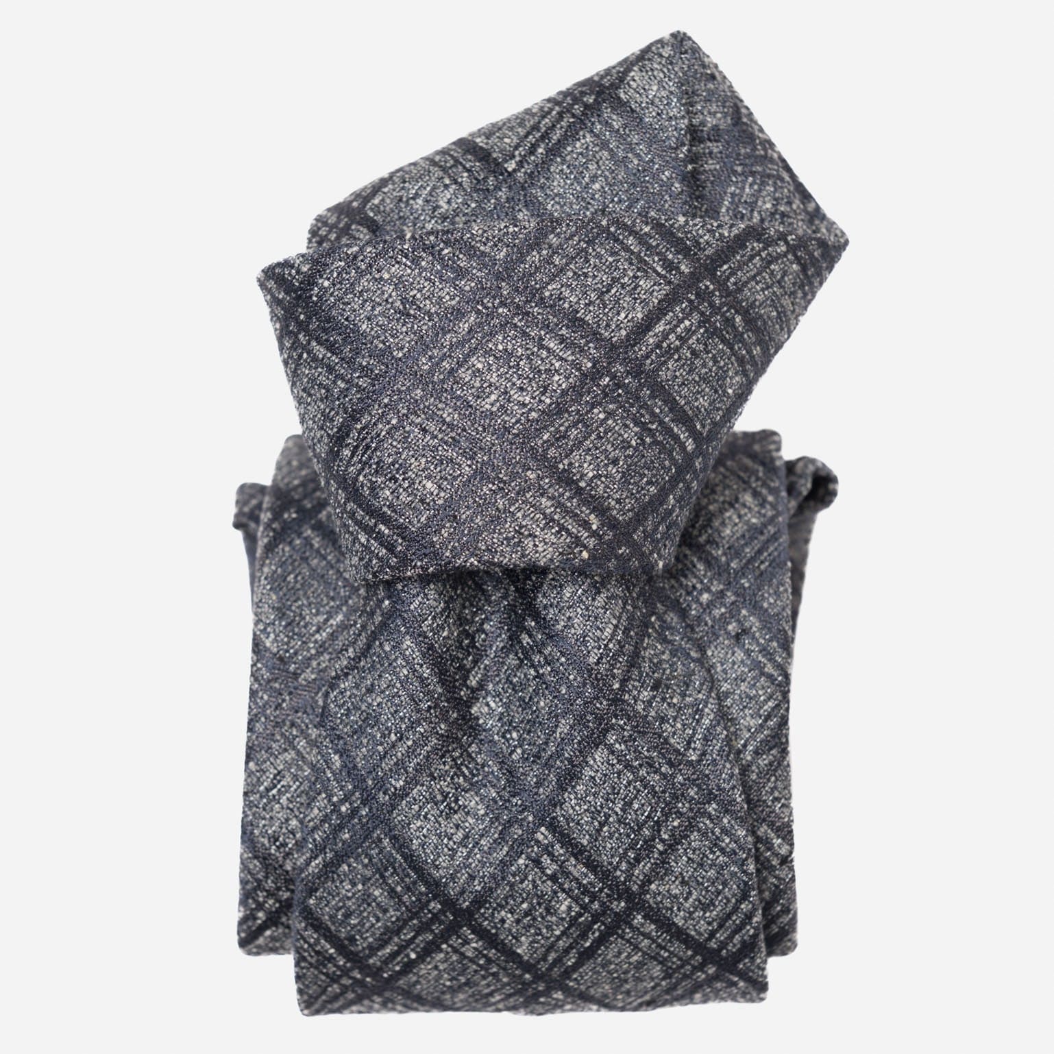 Grey Plaid Italian Silk Jacquard Tie
