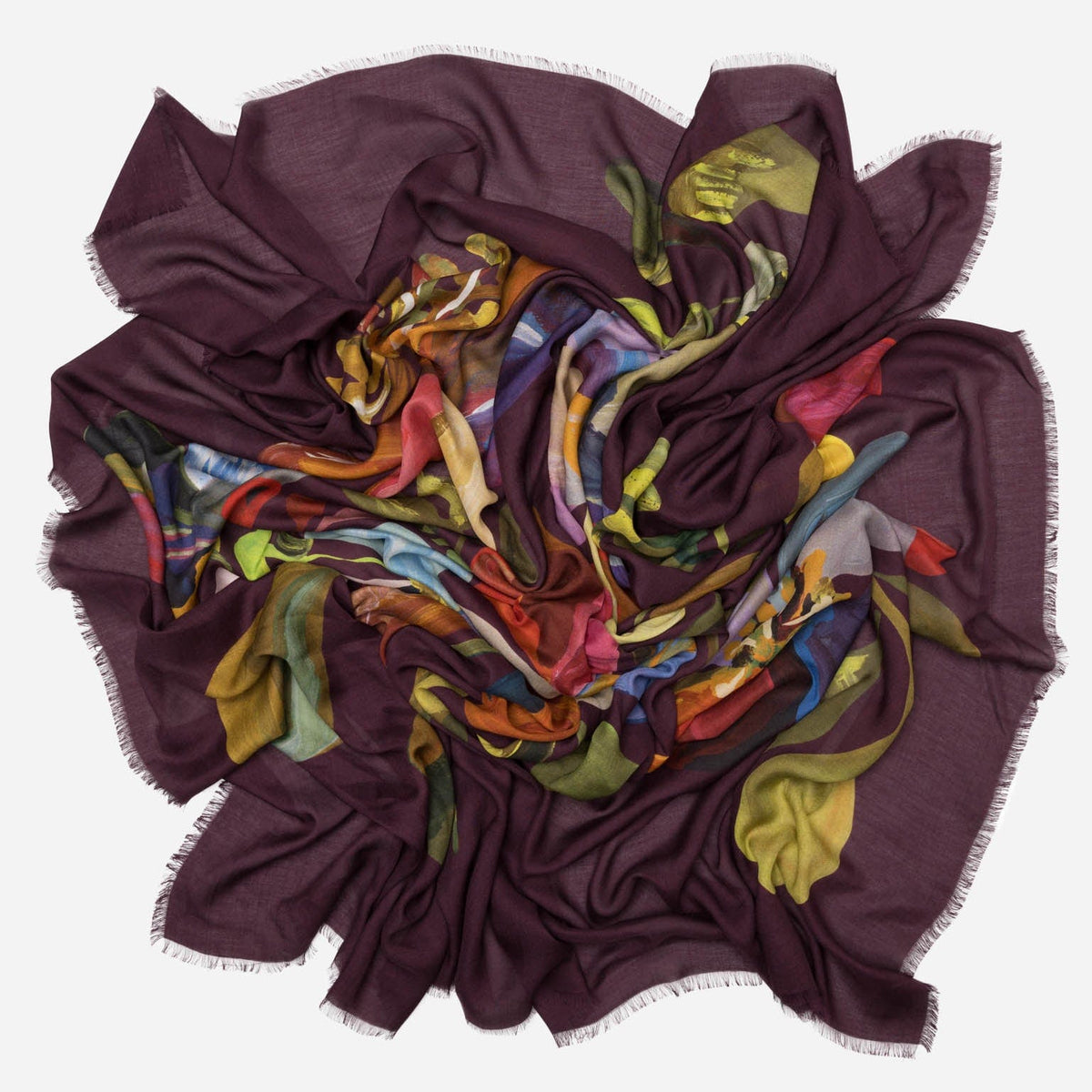 Large Plum Modal Cashemere Square Scarf