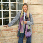 Italian Designer Plum Wool Scarf