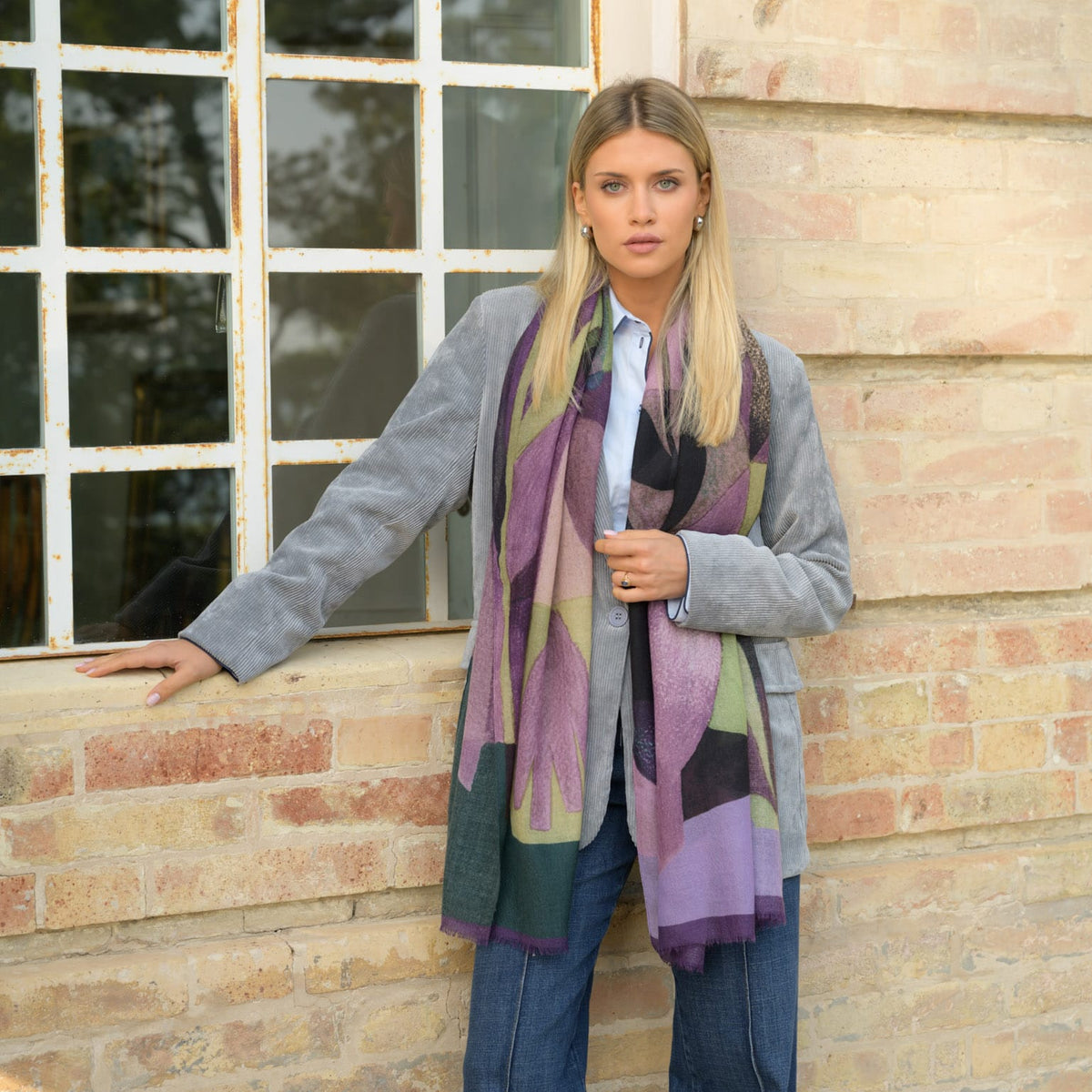 Italian Designer Plum Wool Scarf
