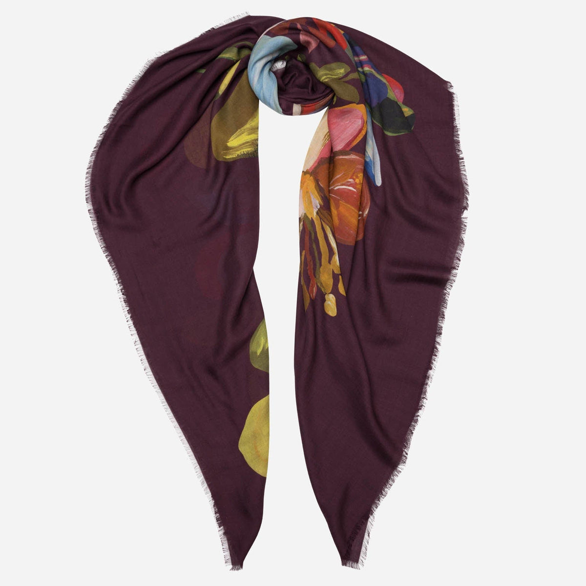 Large Plum Modal Cashemere Square Scarf