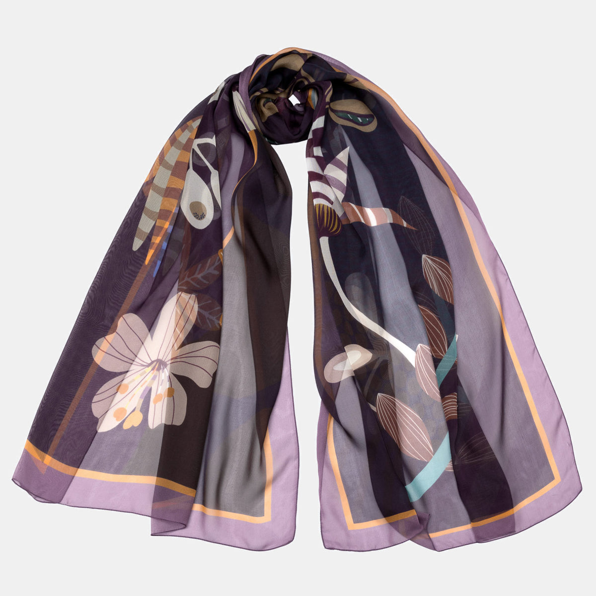 Plum Purple Italian Designer Silk Scarf