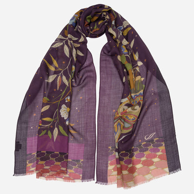 Luxury Plum Wool & Silk Scarf