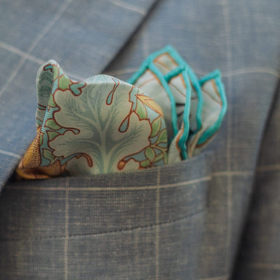 Luxury hand-rolled large silk pocket square