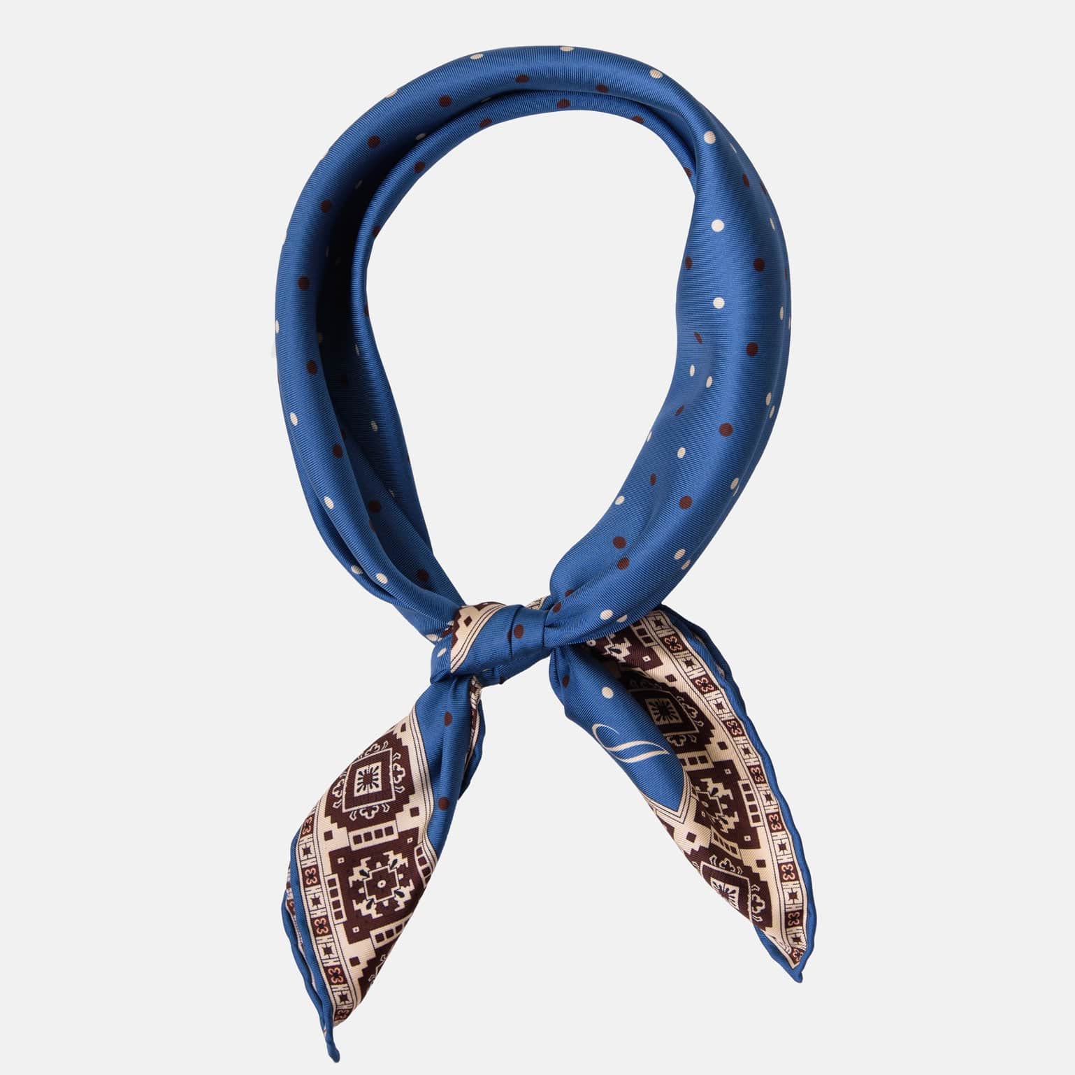 Blue Polka Dot Silk Neckerchief - Made in Italy