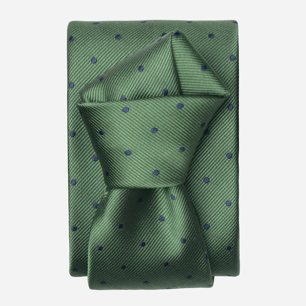 Green Italian Silk Tie - Polka Dots