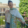 Italian Green Floral Long Silk Scarf