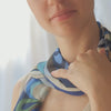 Women's Blue Italian Long Silk Scarf