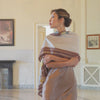 Italian Brown Floral Long Silk Scarf