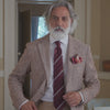 Burgundy Striped Italian Designer Silk Tie
