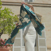 Italian Silk Satin Evening Shawl - Green