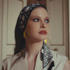 Black Floral Italian Silk Skinny Scarf
