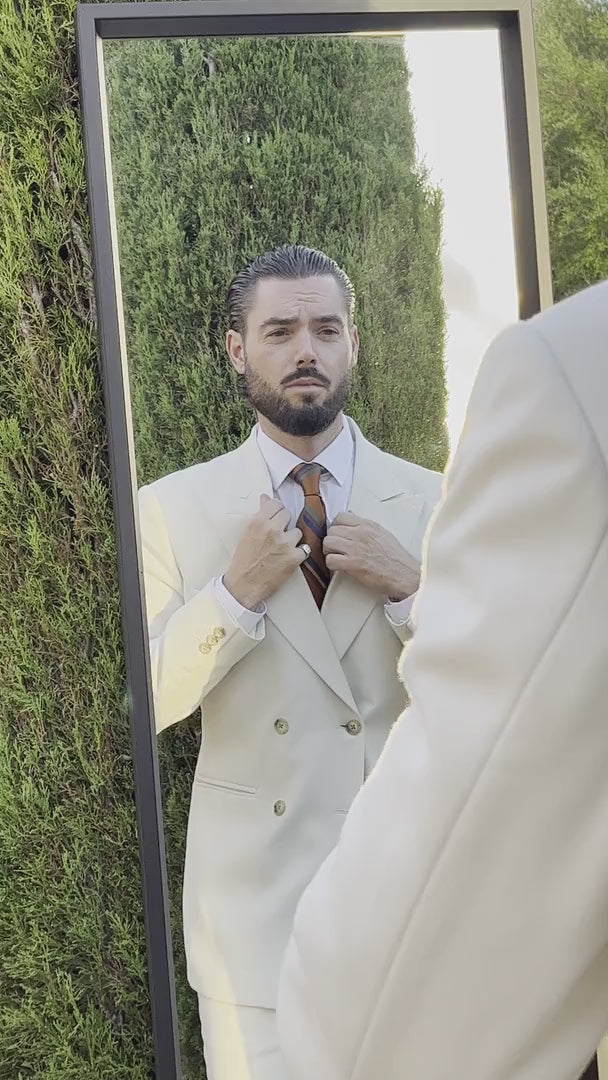 Rust orange regimental striped handmade Italian silk tie