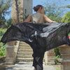 Black Floral Silk Evening Shawl