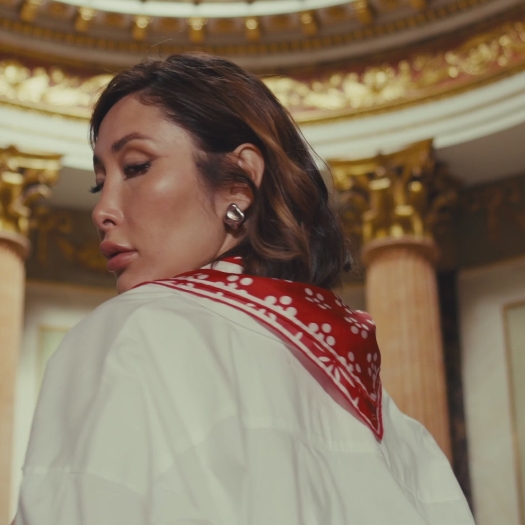 Red Italian Silk Bandana for Women