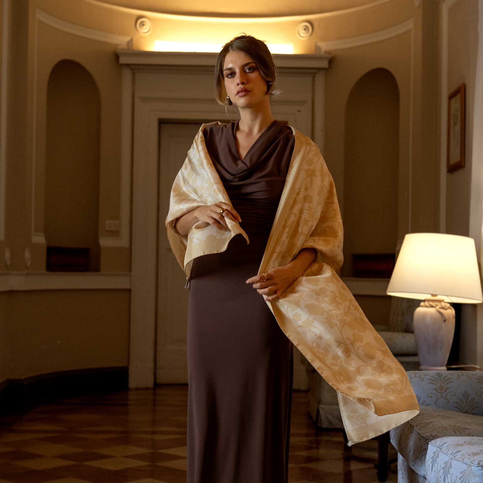 Gold Italian silk shawl