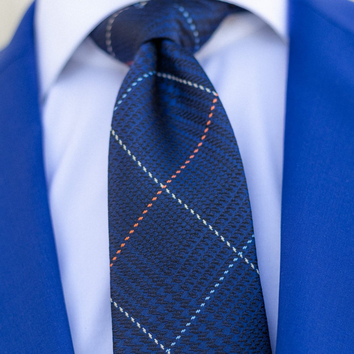 Navy Prince of Wales Designer Silk Tie