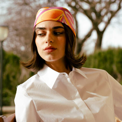 Women's Silk Bandana Orange and Pink
