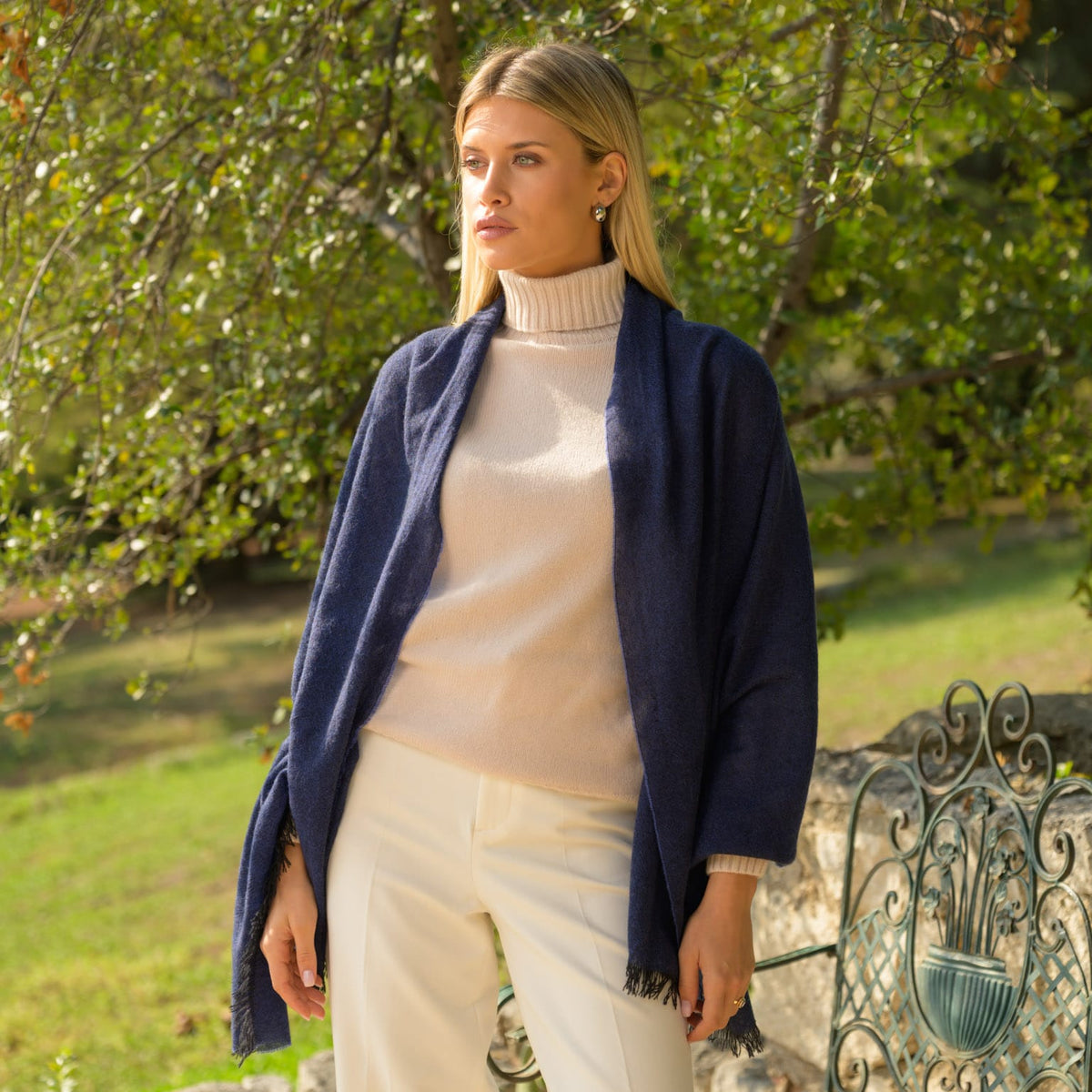 Marine Blue Italian Cashmere Scarf