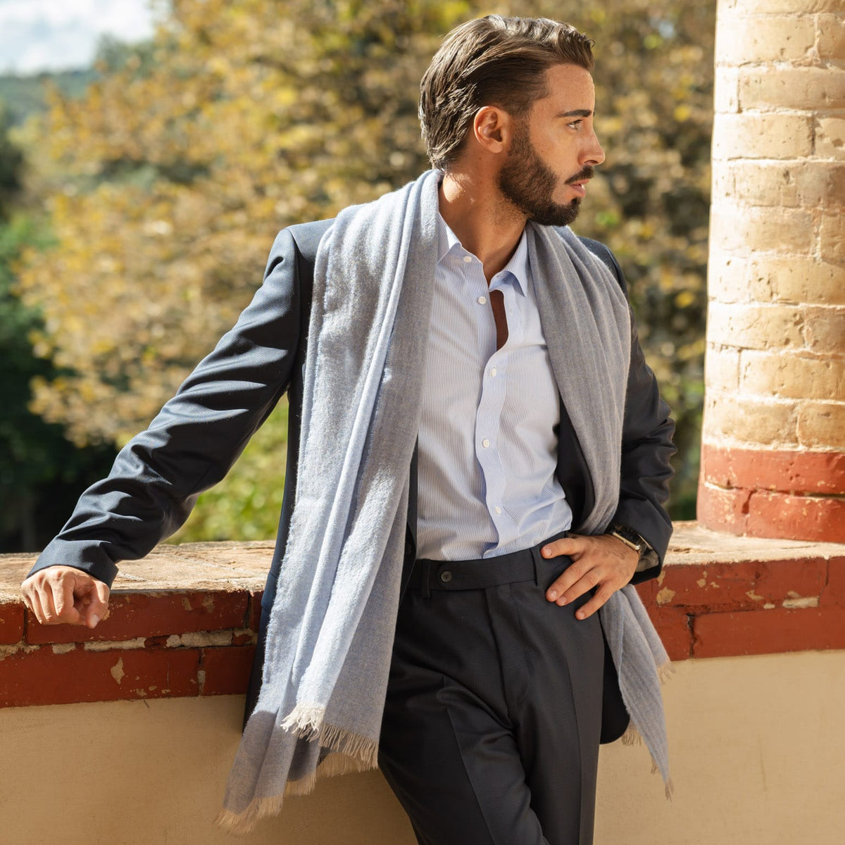 Light Blue Italian Cashmere Scarf