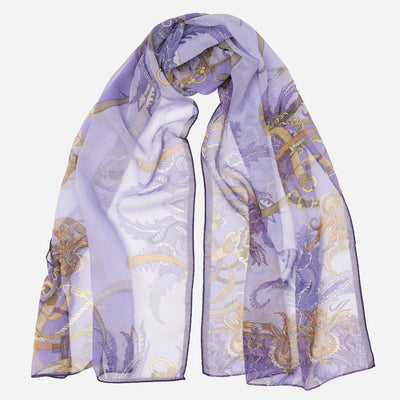 Women's Equestrian Italian Purple Long Silk Scarf