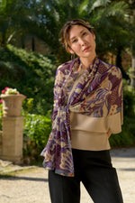 Designer Italian Silk Scarf - Purple