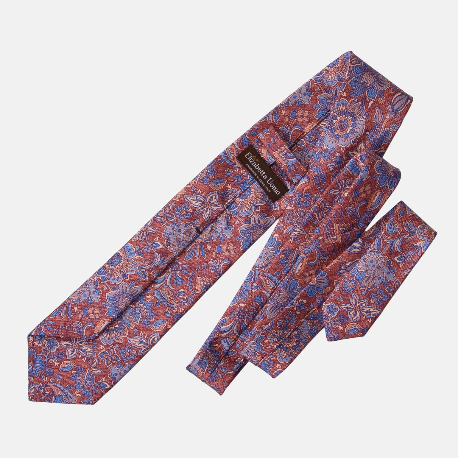 Red and Blue Floral Italian Silk Tie