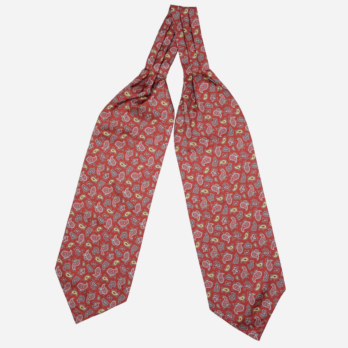 Italian Red Paisley Silk Ascot Tie