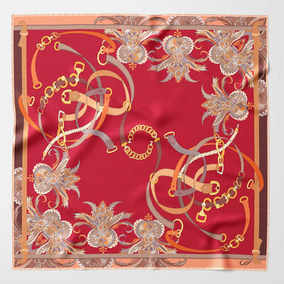 Luxury red silk equestrian small neck scarf bandana