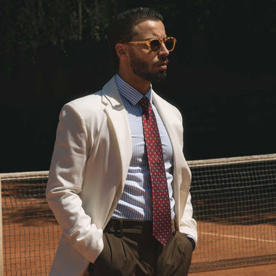 Red handmade luxury Italian silk tie for men