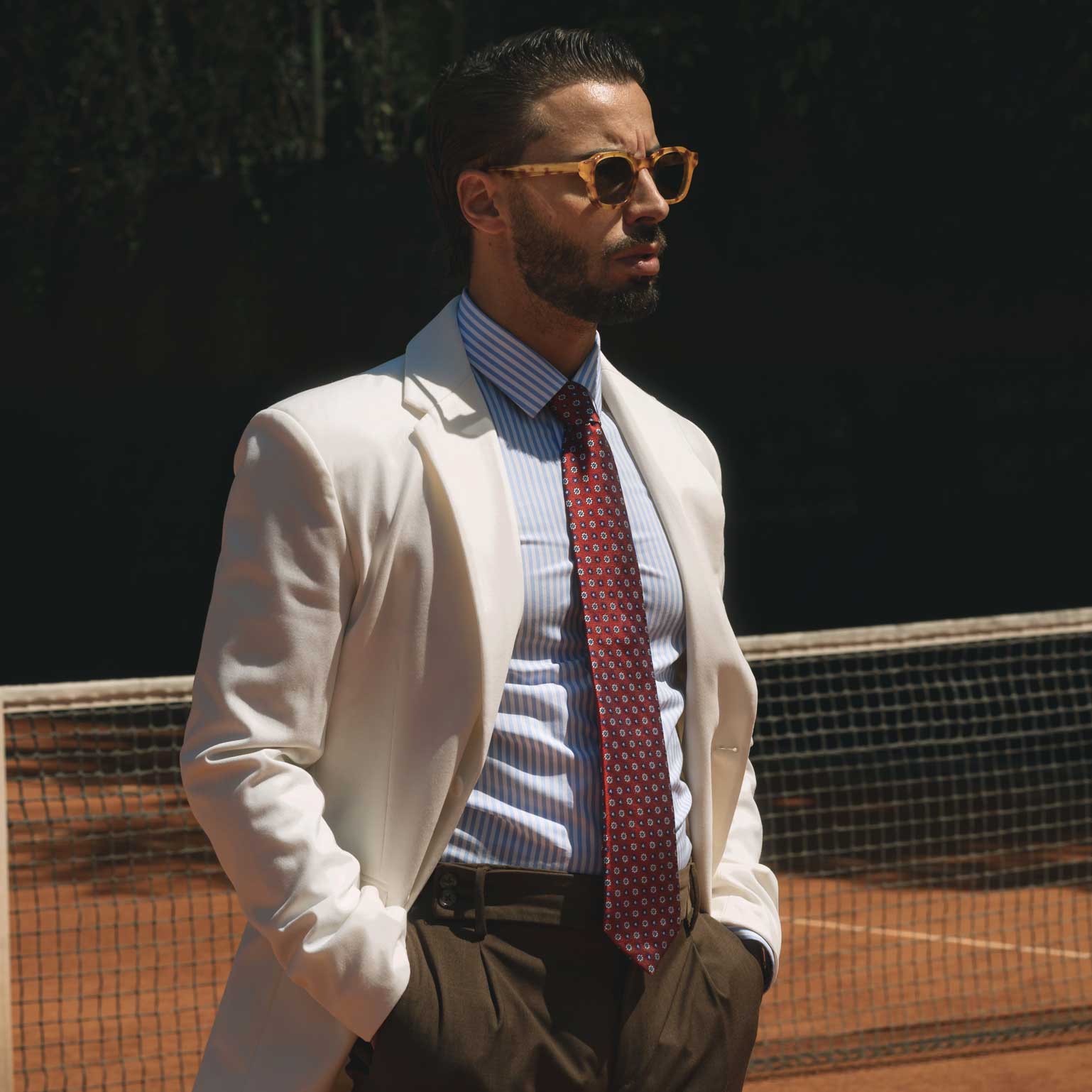 Red Floral Medallion Italian Silk Tie