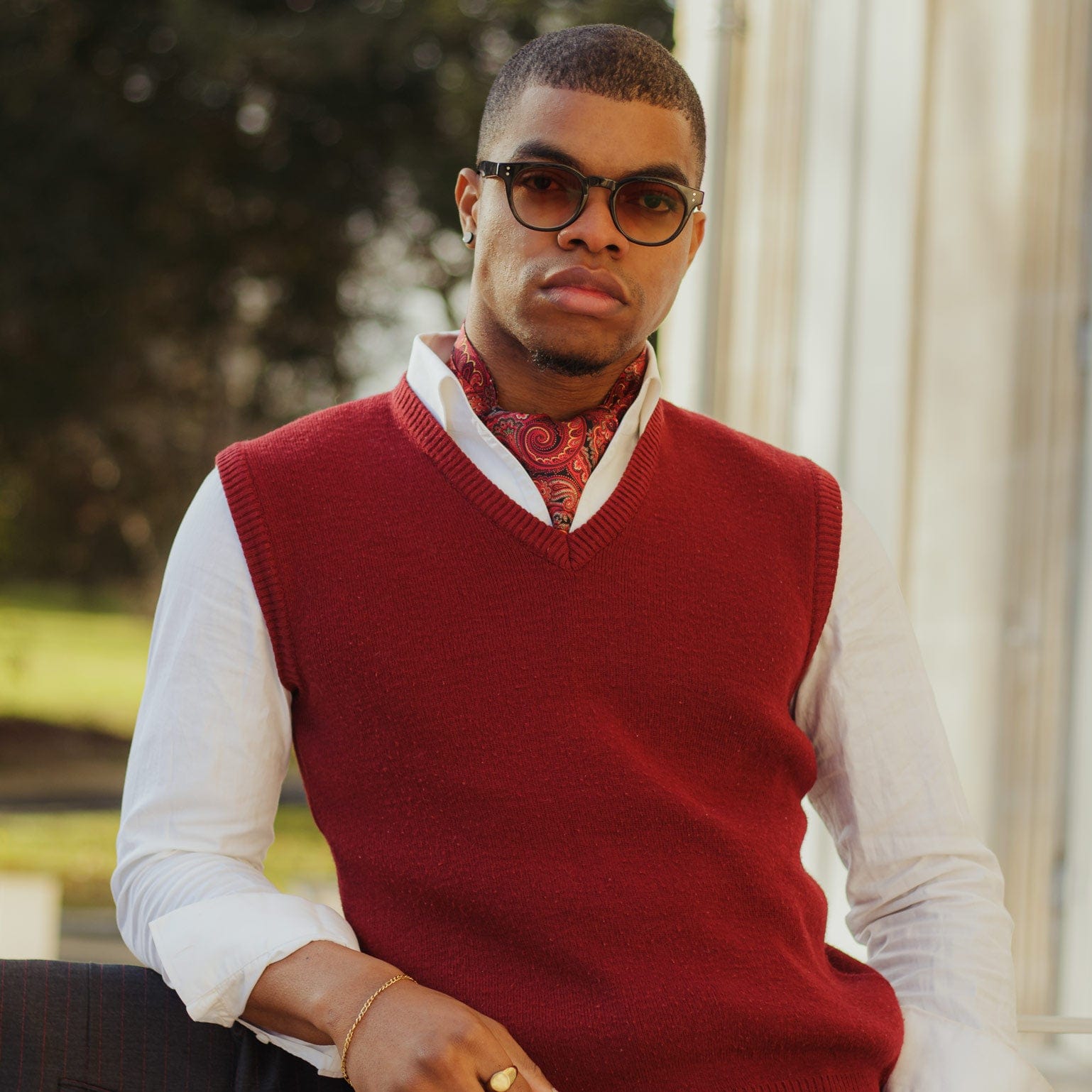 Red Paisley Italian Silk Ascot Tie Day Cravat