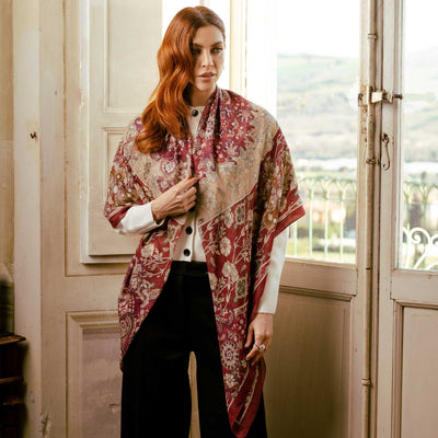 Berry Red Modal Cashmere Square Scarf