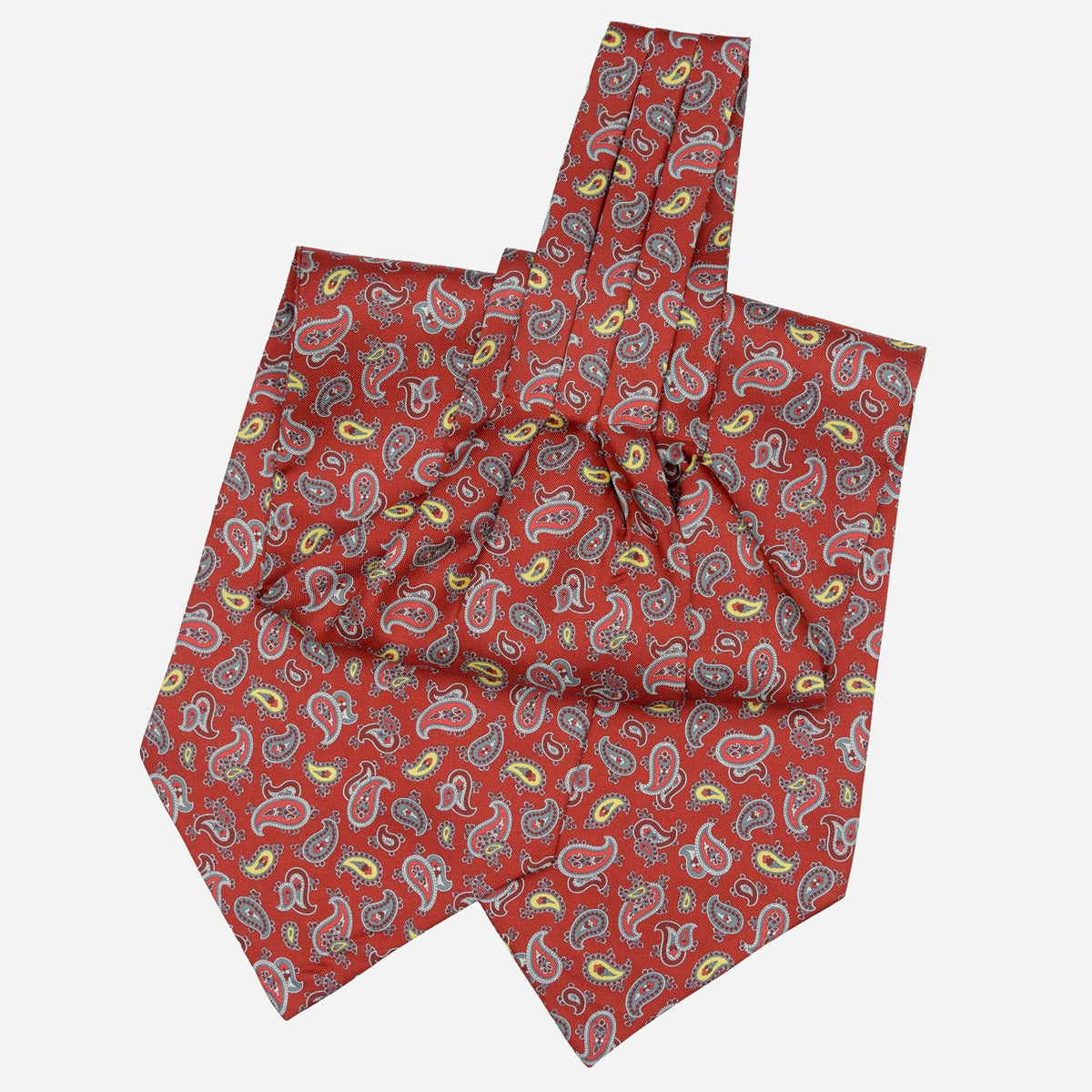 Italian Red Paisley Silk Ascot Tie
