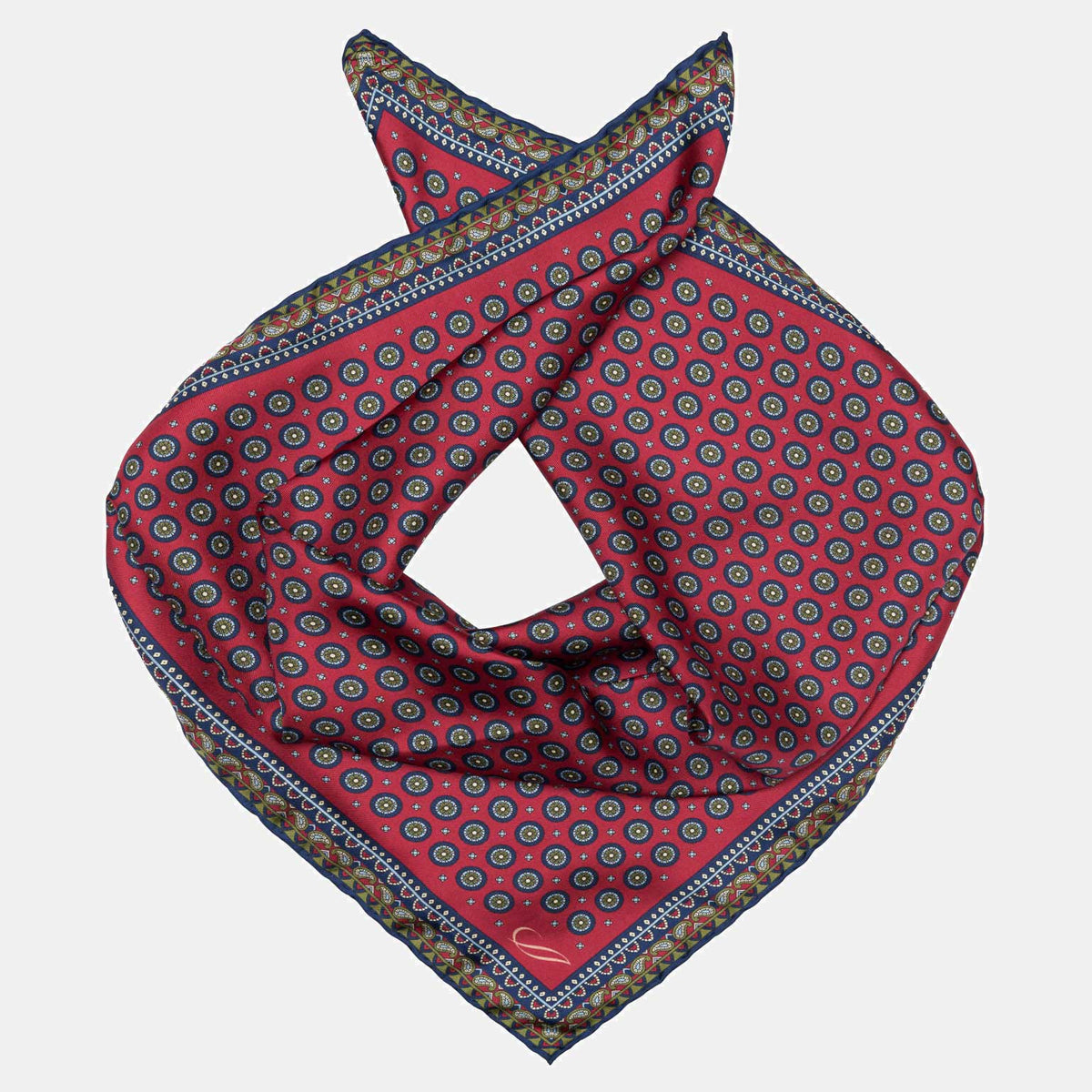 Dark Red Silk Neckerchief - Made in Italy