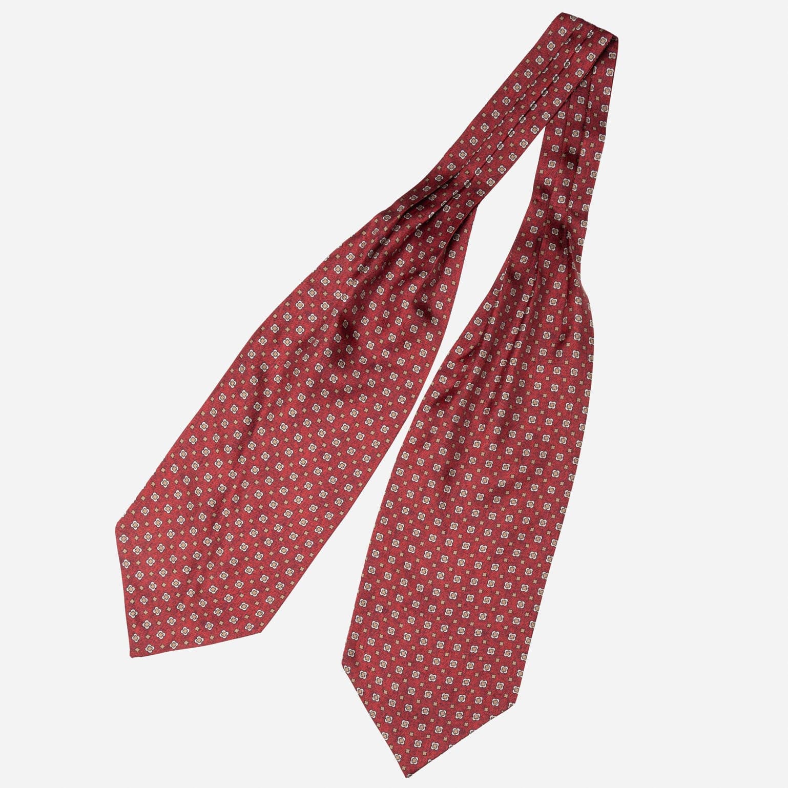 Red Ruffle Ascot Italian Designer Red Silk Ascot Tie