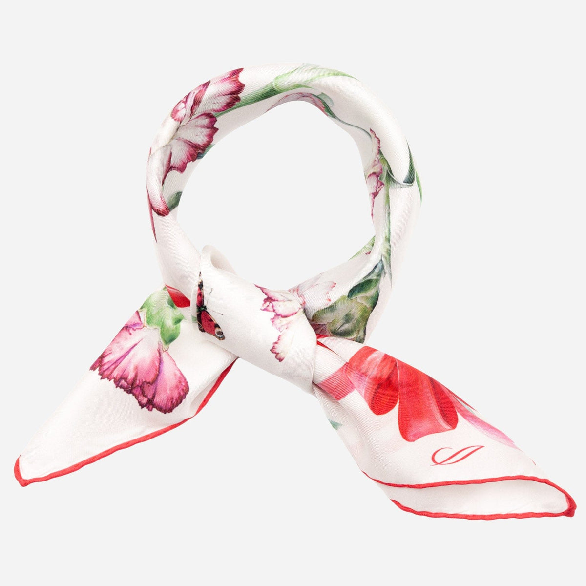 Women&#39;s Red Floral Italian Silk Bandana
