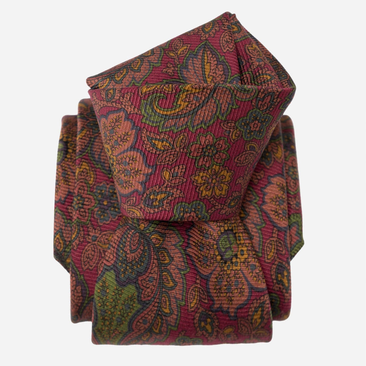 Ruby Red Floral Italian Madder Silk Tie