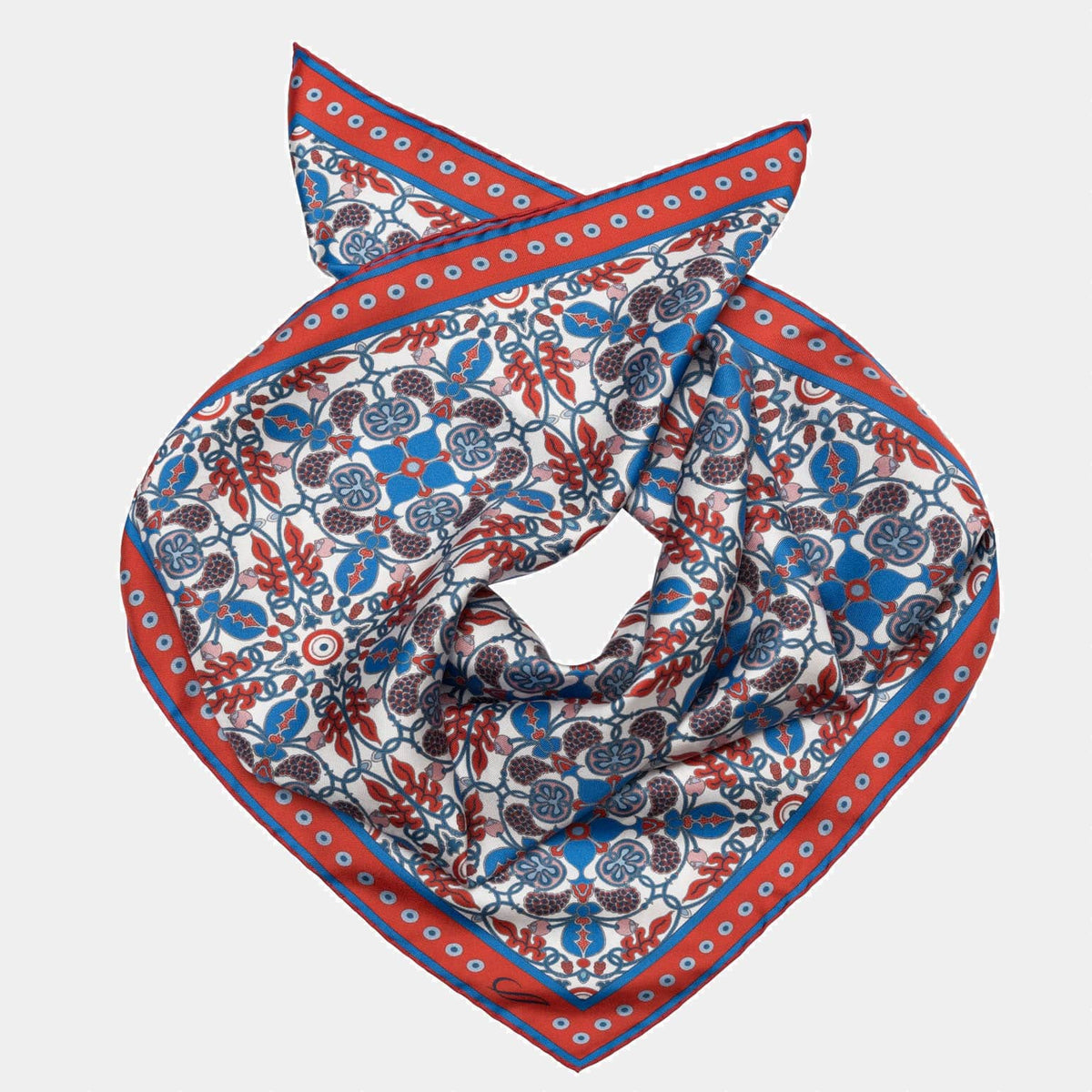 Red Patterned Italian Silk Neckerchief