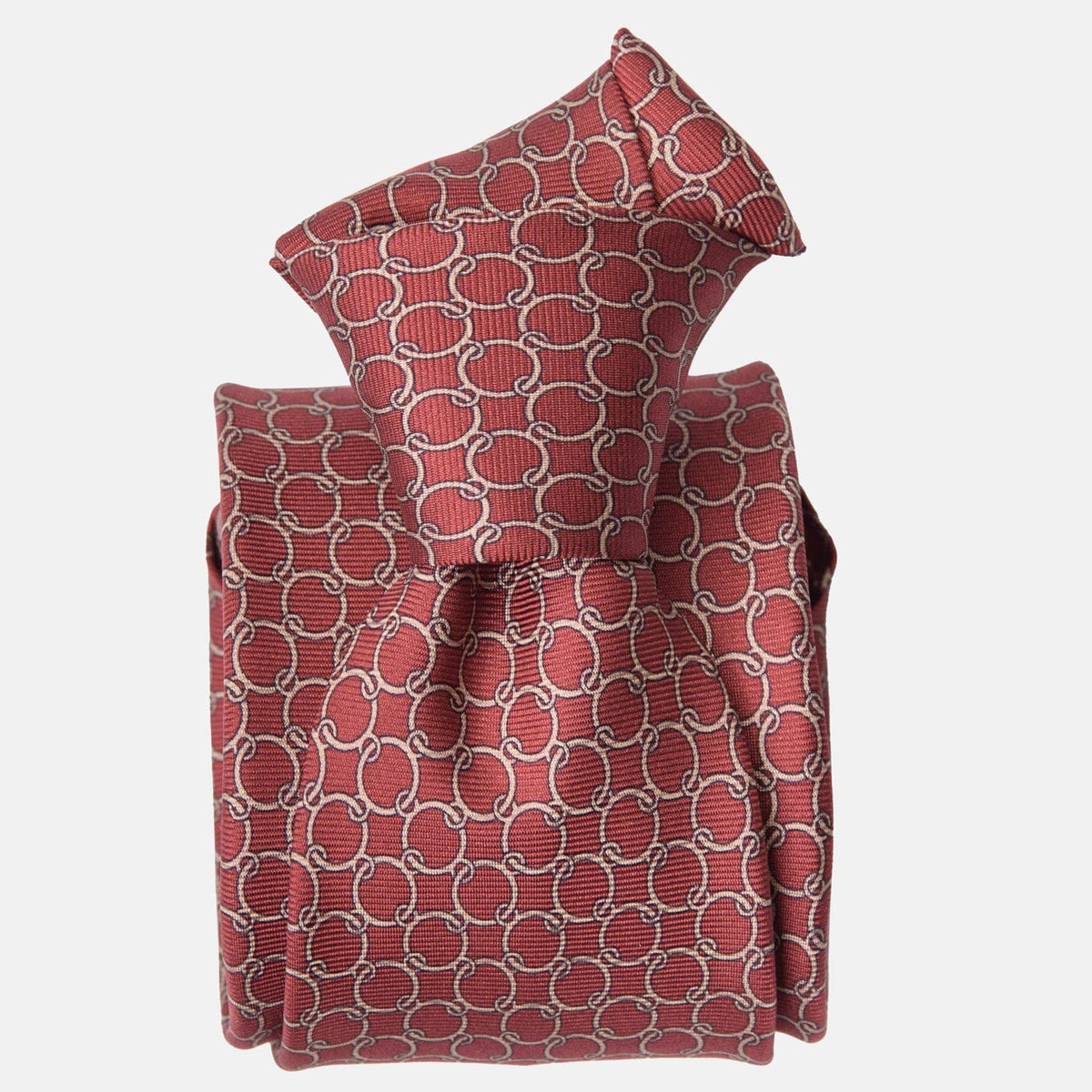 Extra Long Italian Printed Red Silk Tie