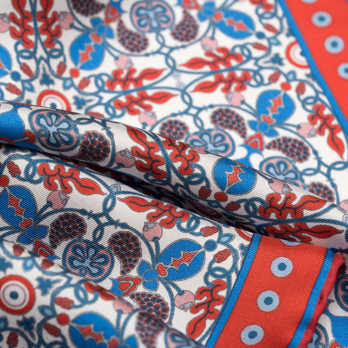 Red Patterned Silk Italian Pocket Square