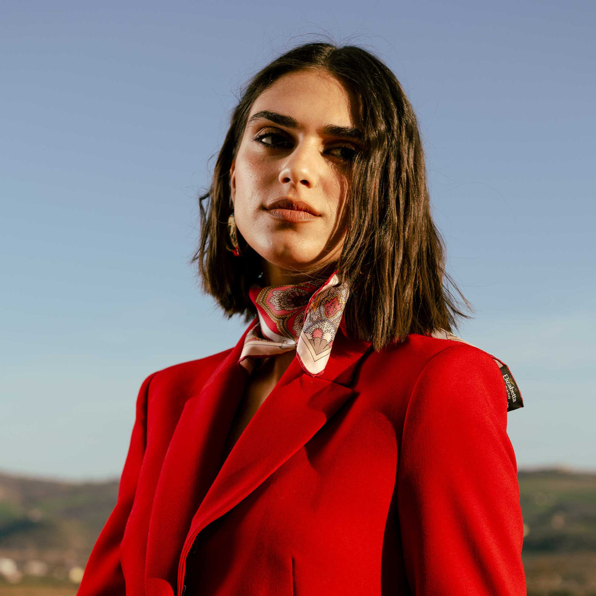 Women's Silk Bandana Cherry Red