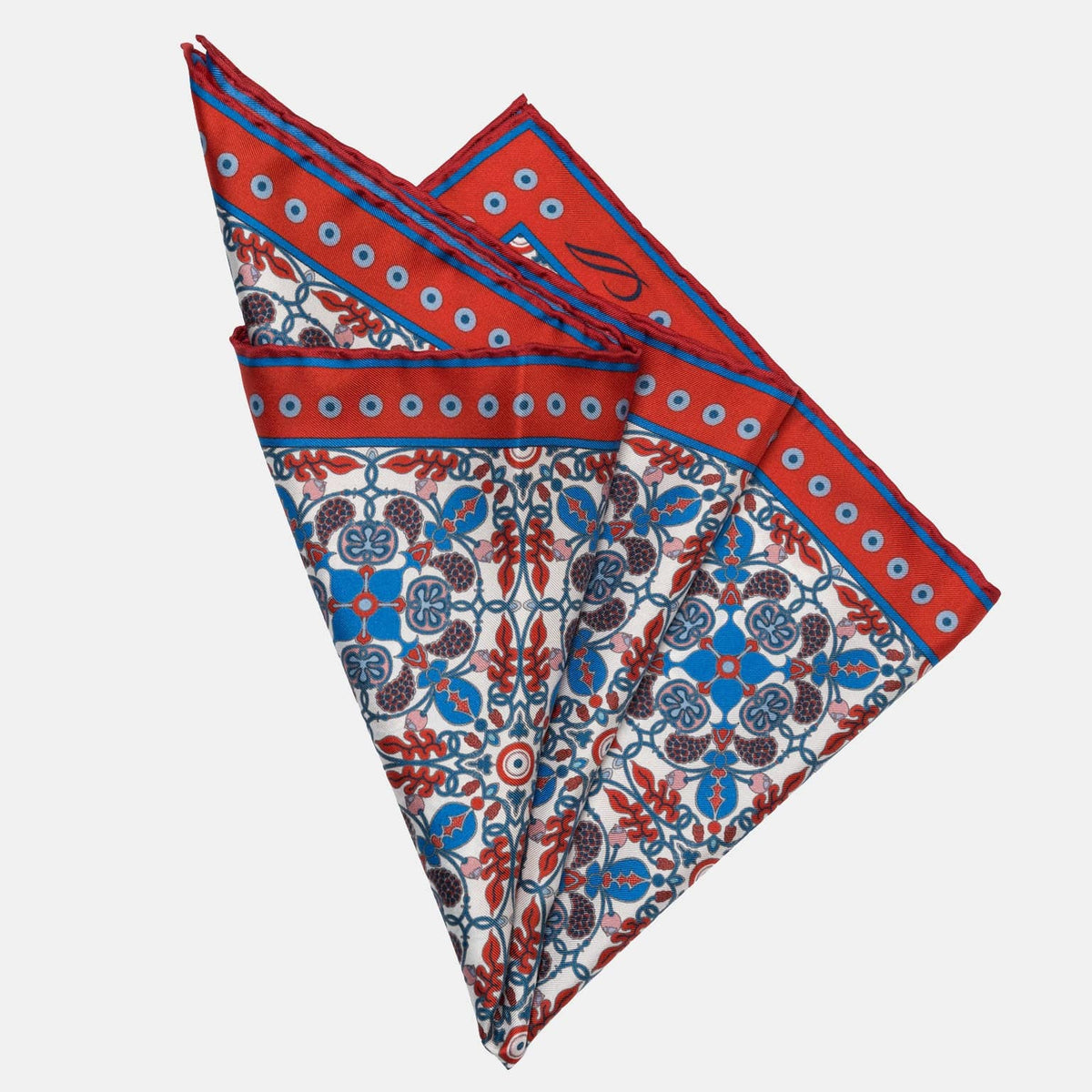 Red white and blue silk pocket square