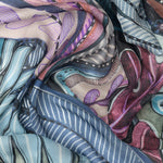 Designer Large Silk Wrap - Blue & Plum