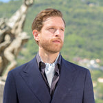 Italian Pale Blue Silk Woven Ascot Tie